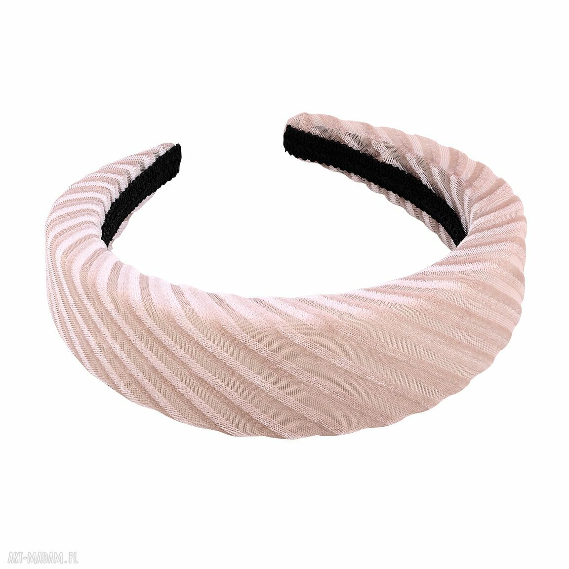 Gruba opaska prążki kolorze brudnego różu włosów ozdoby różowa