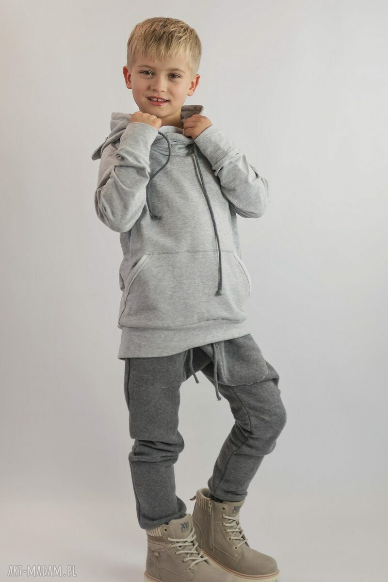Grube spodnie dziecięce bawełniane szare BAGGY - Cudi KIDS (Oeko-Tex)