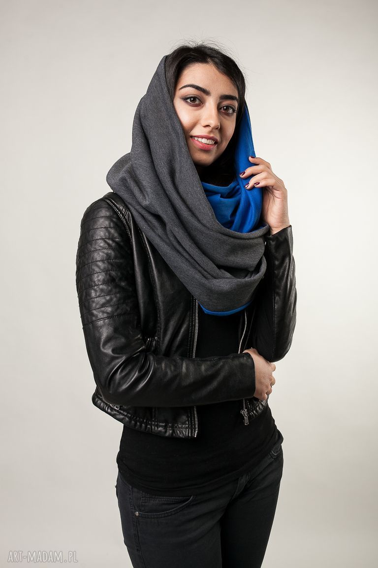 kominy: komin xxl dwustronny grafit kobalt Ręczne wykonanie