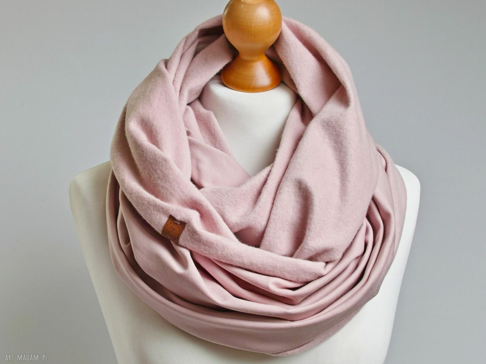 Gruby komin zimowy bawełniany damski typu tuba z zapinką - rose pink