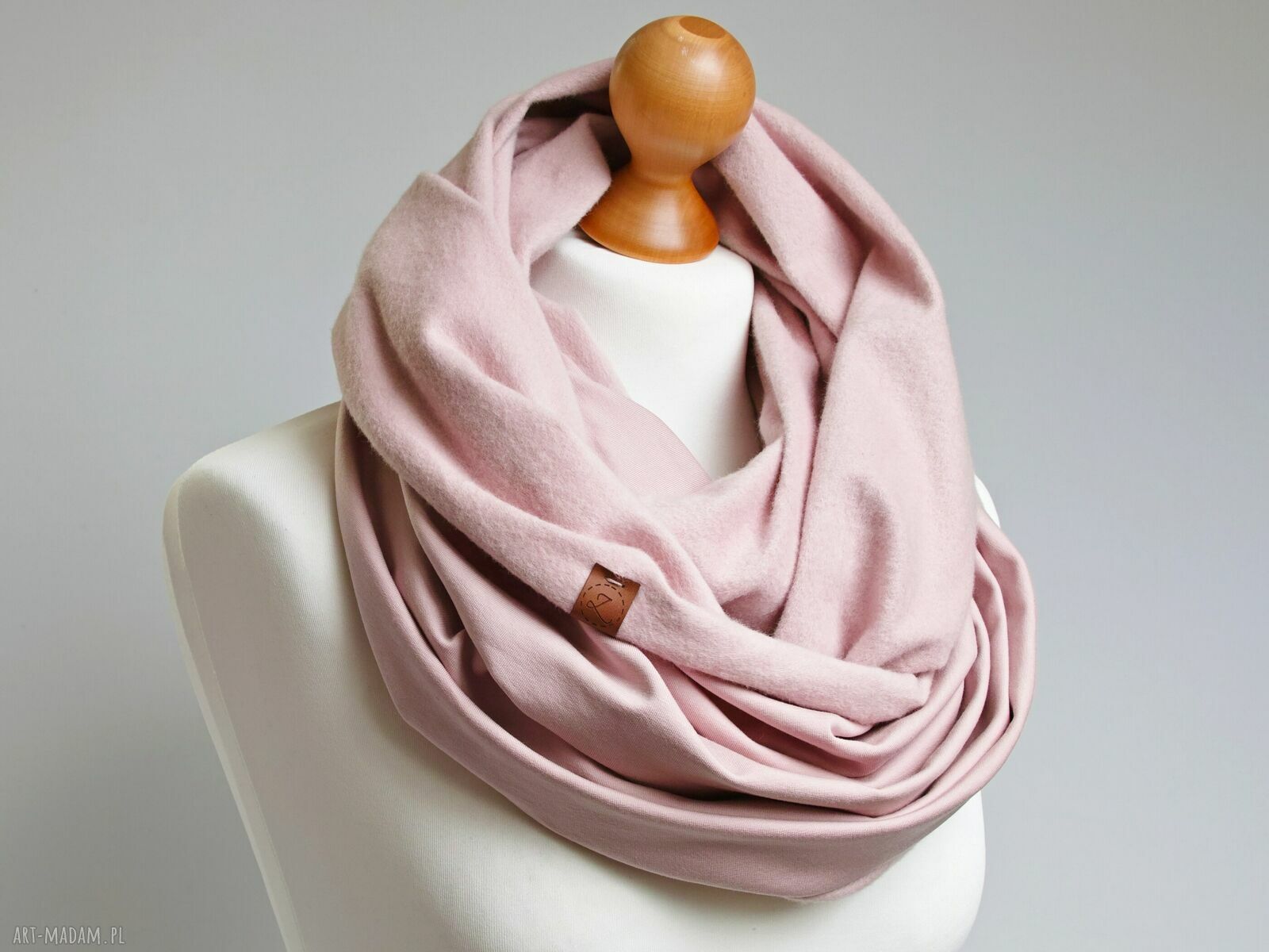 Gruby komin zimowy bawełniany damski typu tuba z zapinką - rose pink