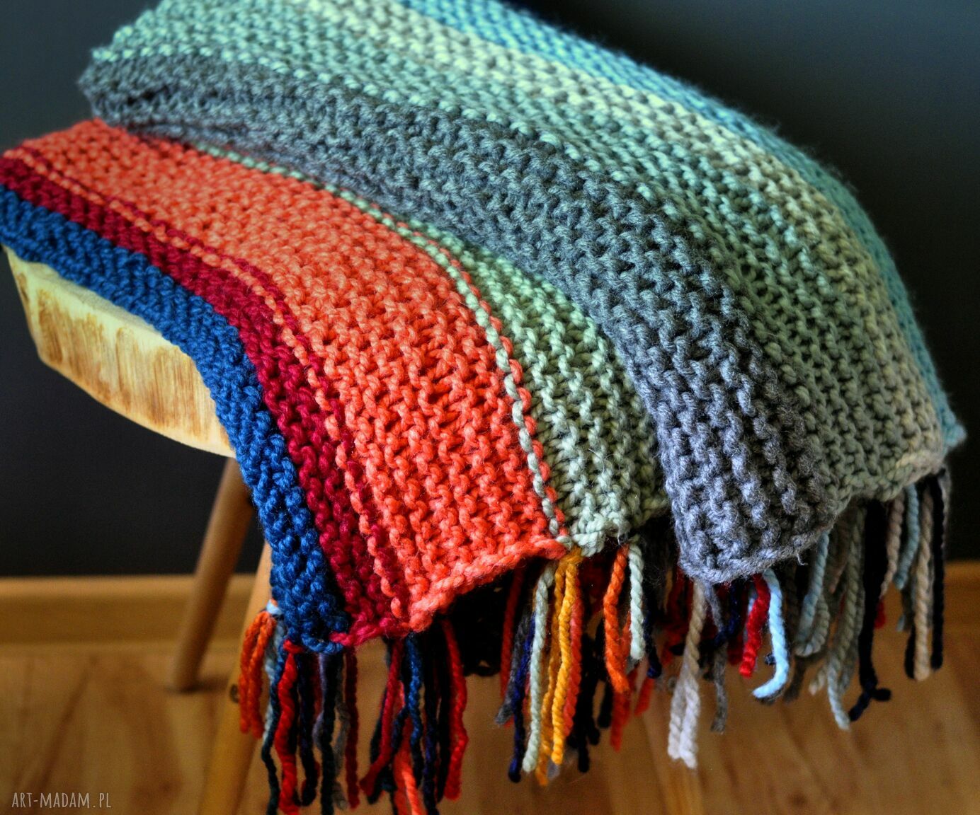 koce i narzuty: gruby pled boho Ręcznie zrobione