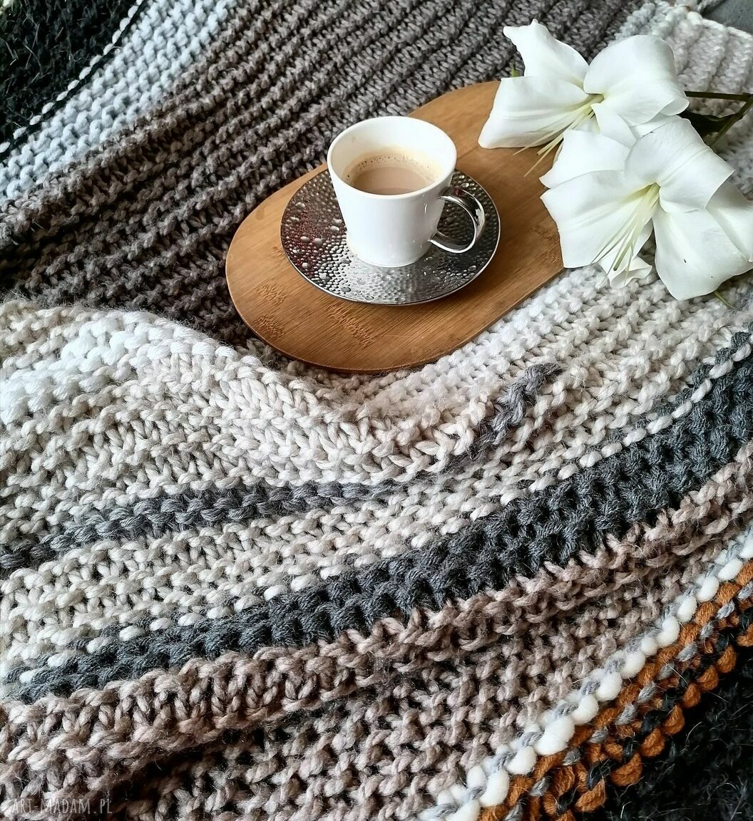 koce i narzuty: gruby pled Ręcznie robione