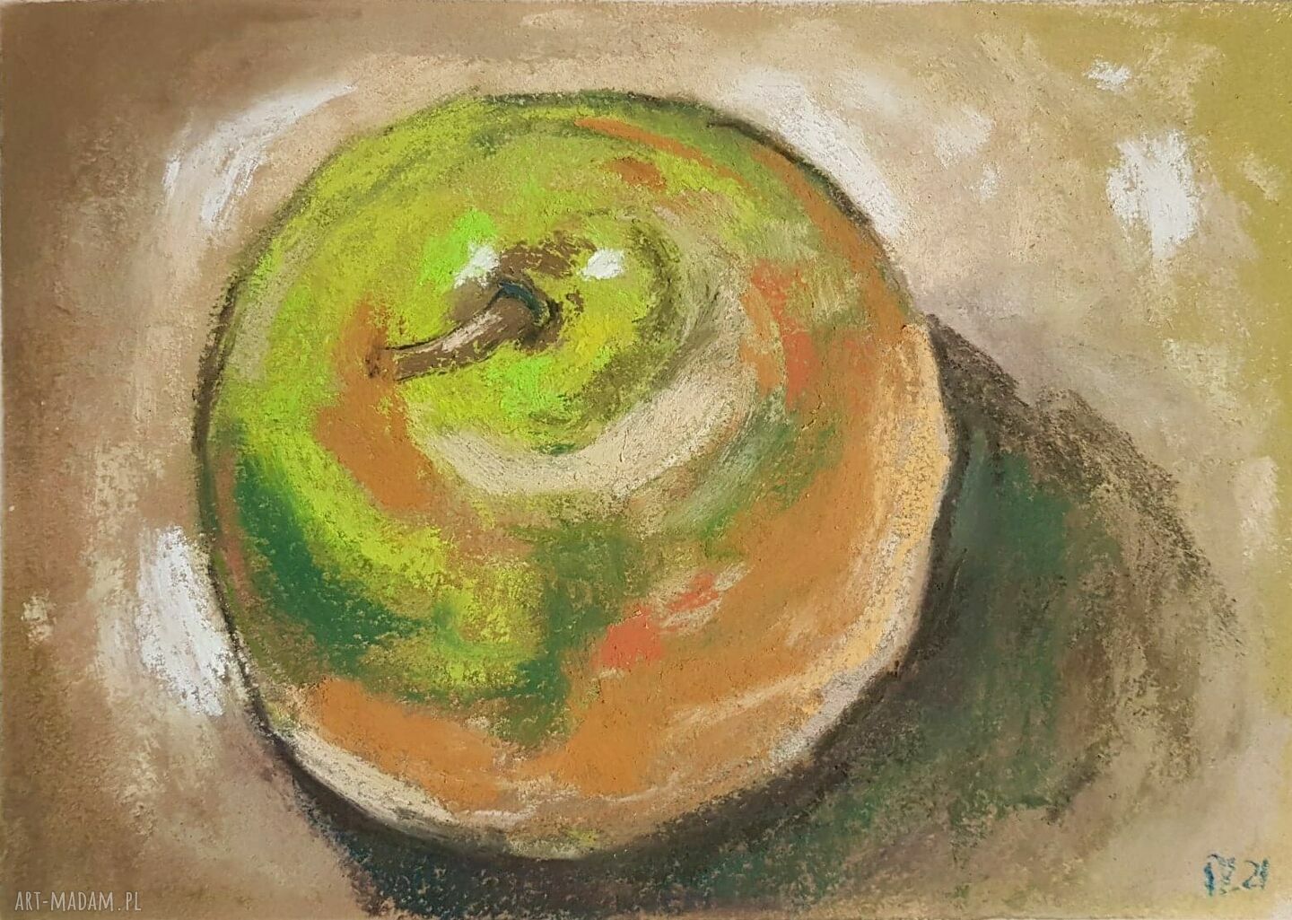Gruszka - obraz wykonany pastelami suchymi, format A5