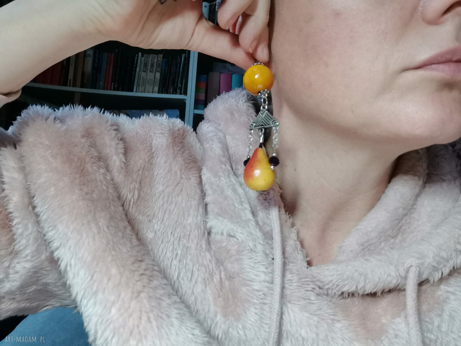 Żółte klipsy gruszki Folk Frida - etno boho z frędzlami
