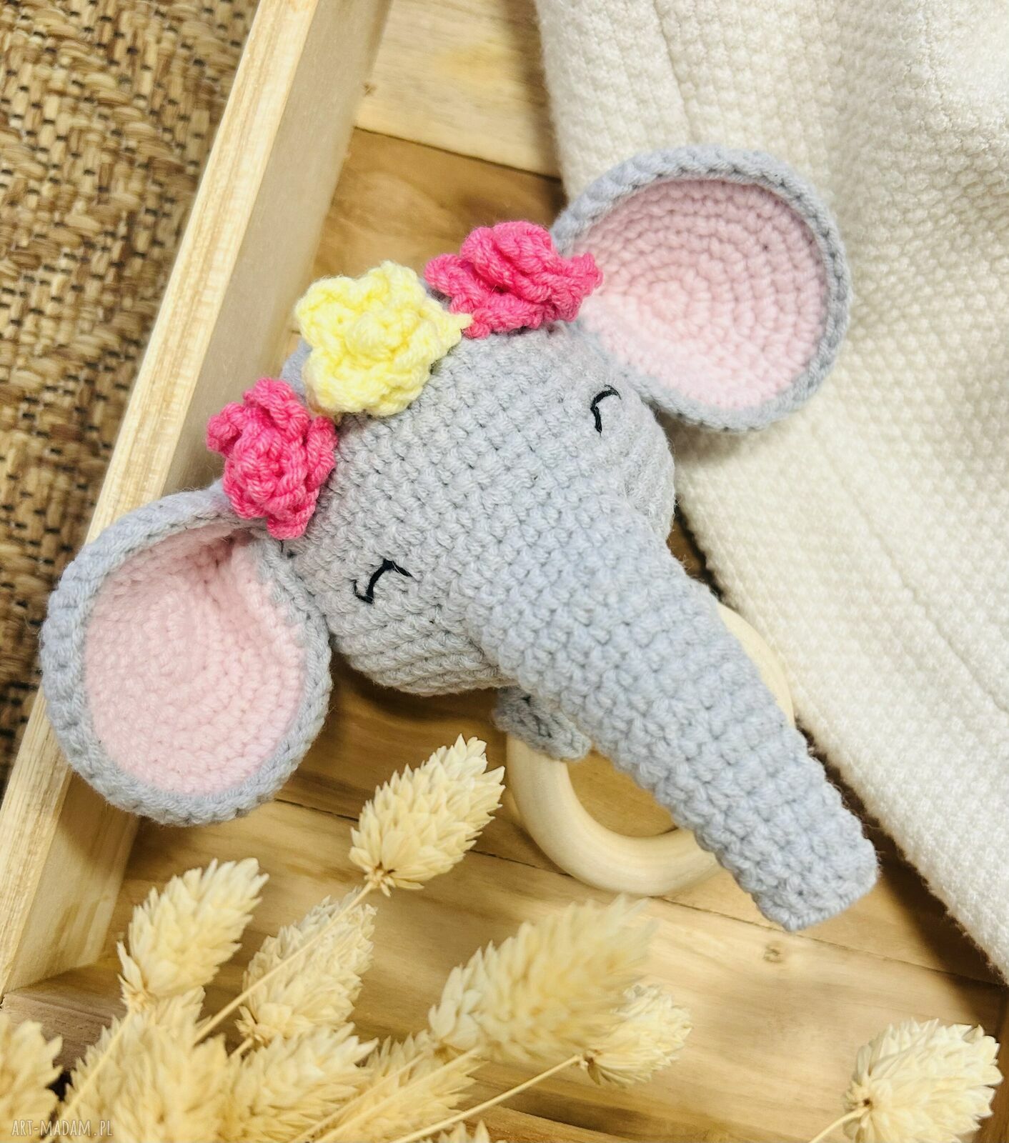 Grzechotka szydełkowa - Słonik dla dziecka (handmade)
