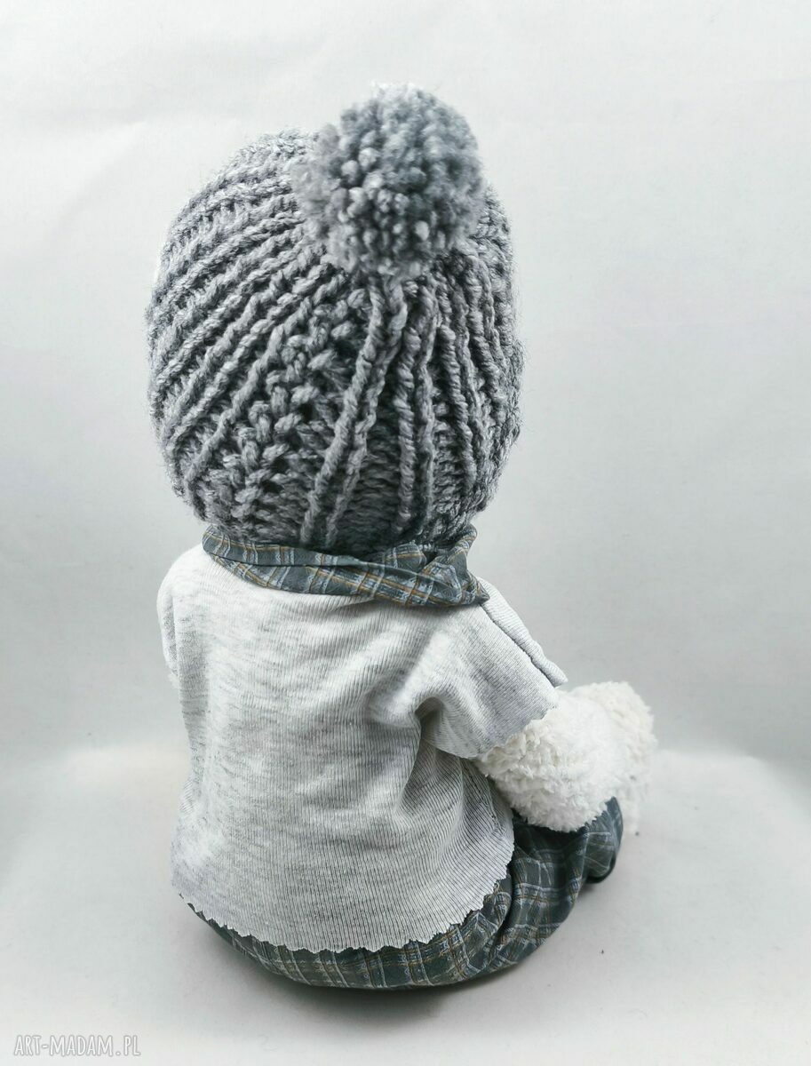 Personalizowany miś szydełkowy 38 cm - imię na koszulce, miękki handmade