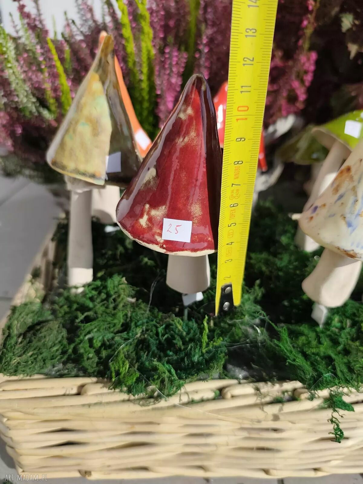 Ręcznie wykonany ceramiczny grzybek do doniczki