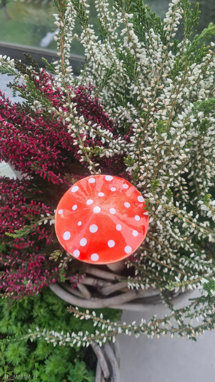 Ceramiczny grzybek na druciku - Wolna Chwila (ok. 10 cm)