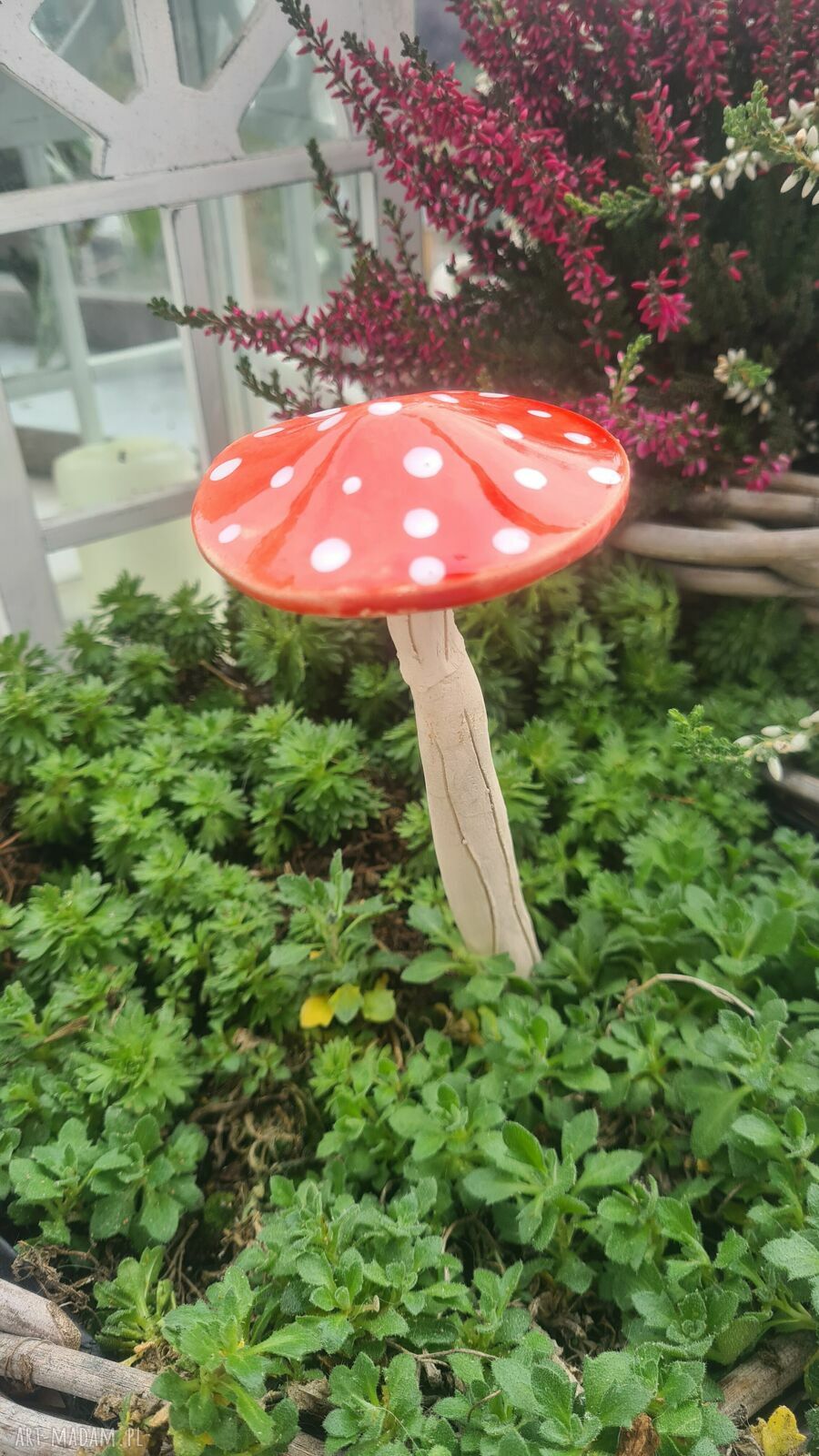Ceramiczny grzybek na druciku - Wolna Chwila ok. 10 cm