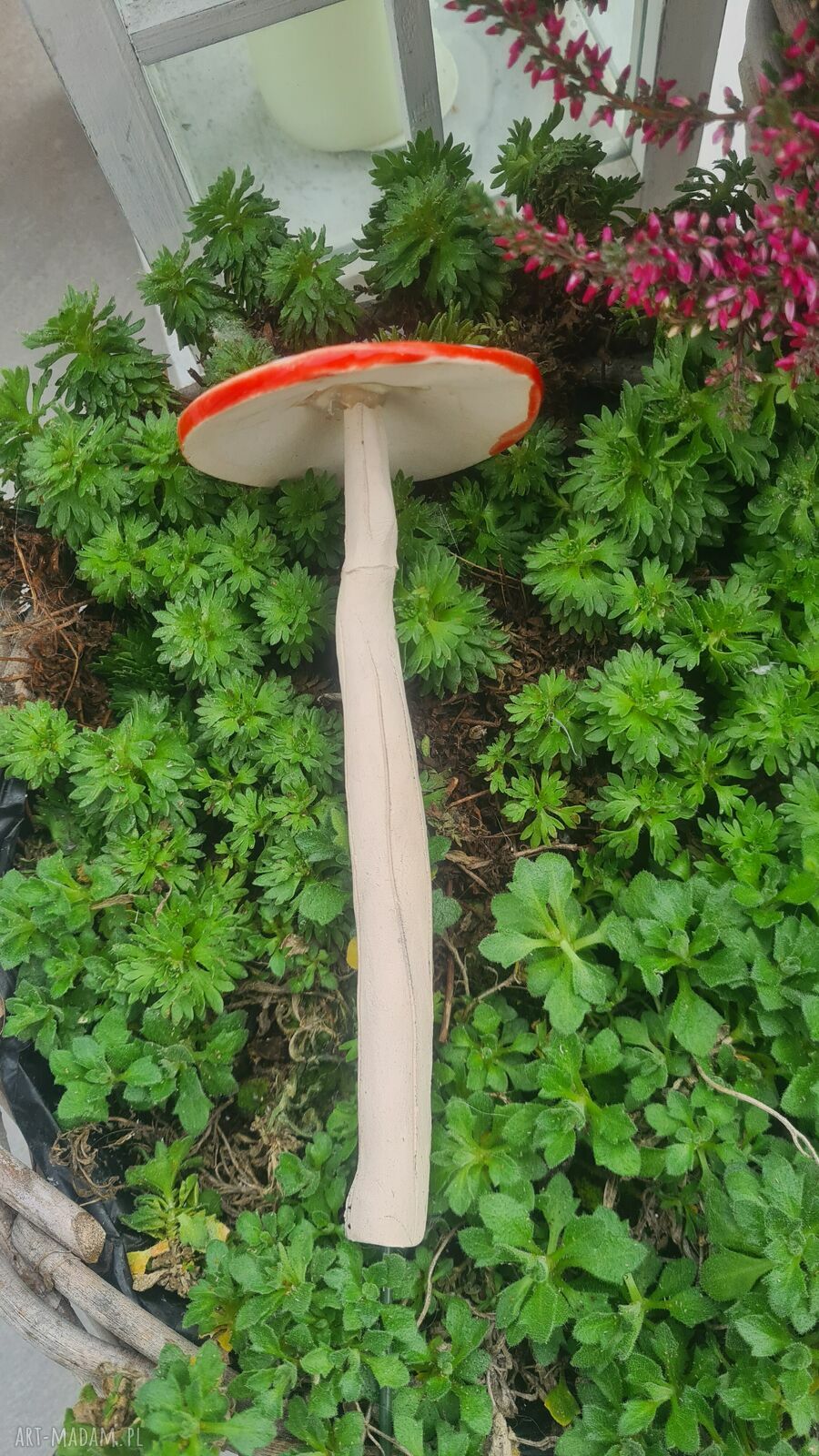 Ceramiczny grzybek na druciku - Wolna Chwila (ok. 10 cm)
