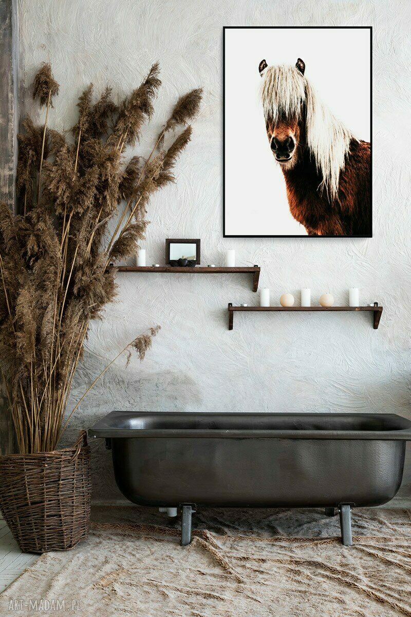 Plakat Grzywacz 40x50 cm - koń w naturze (beżowy)