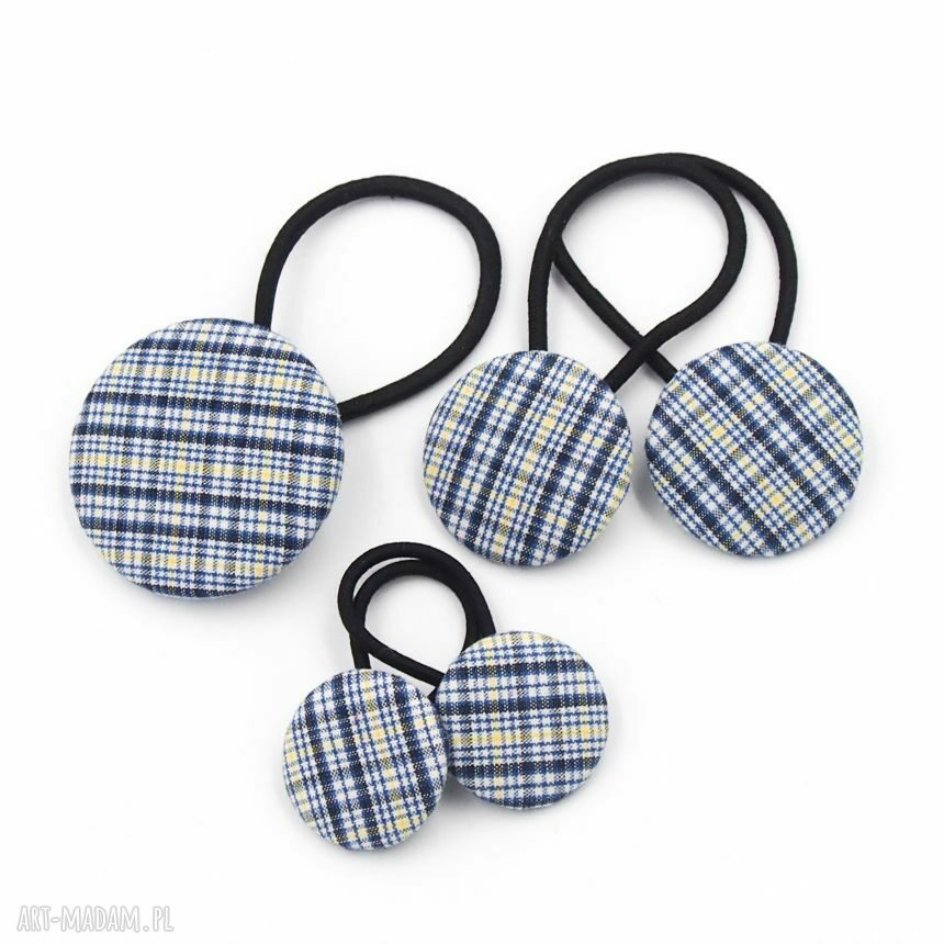 Gumka do włosów Maxi Bobbles Vanda - niebiesko-żółta kratka, rękodzieło