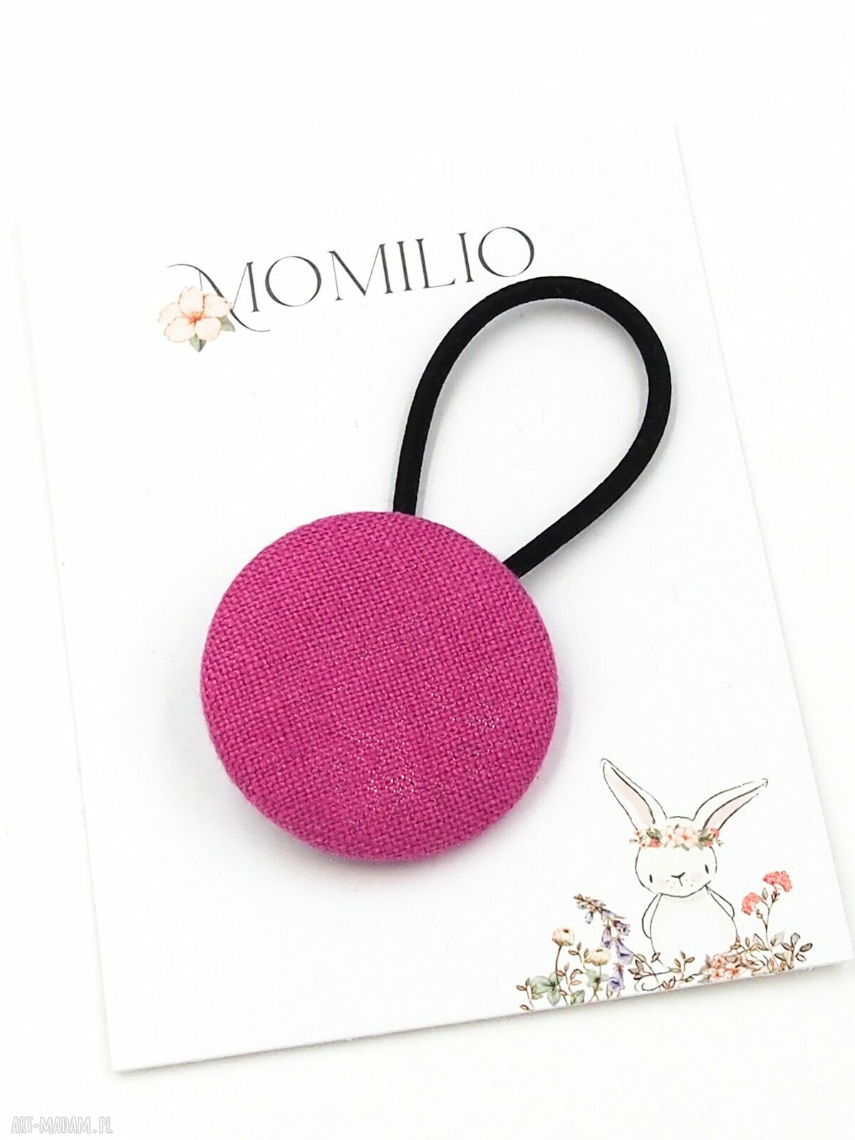 Gumka do włosów Linen Fuksja maxi - handmade