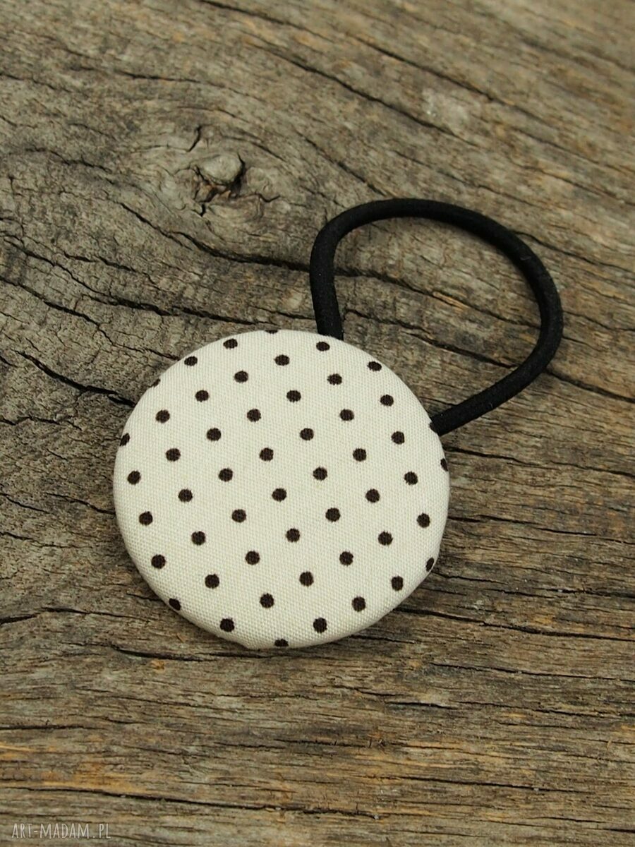 Gumka do włosów w kropki Pola - beżowa maxi handmade