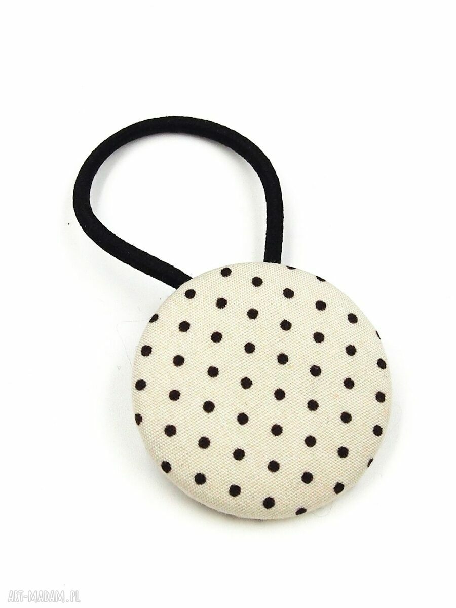Gumka do włosów w kropki Pola - beżowa maxi handmade