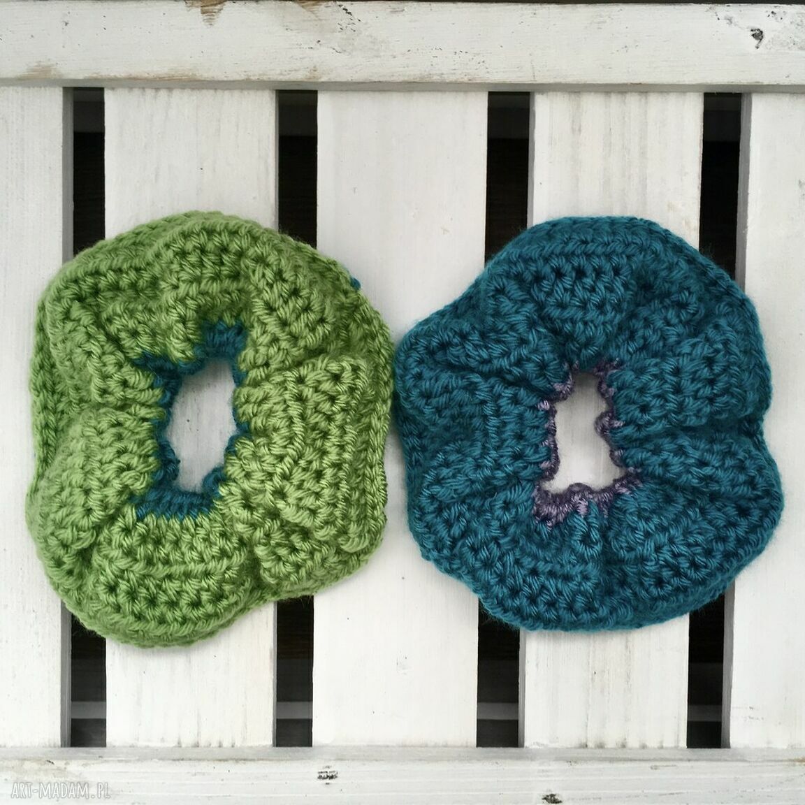 Gumka frotka scrunchie do włosów handmade 2-stronna
