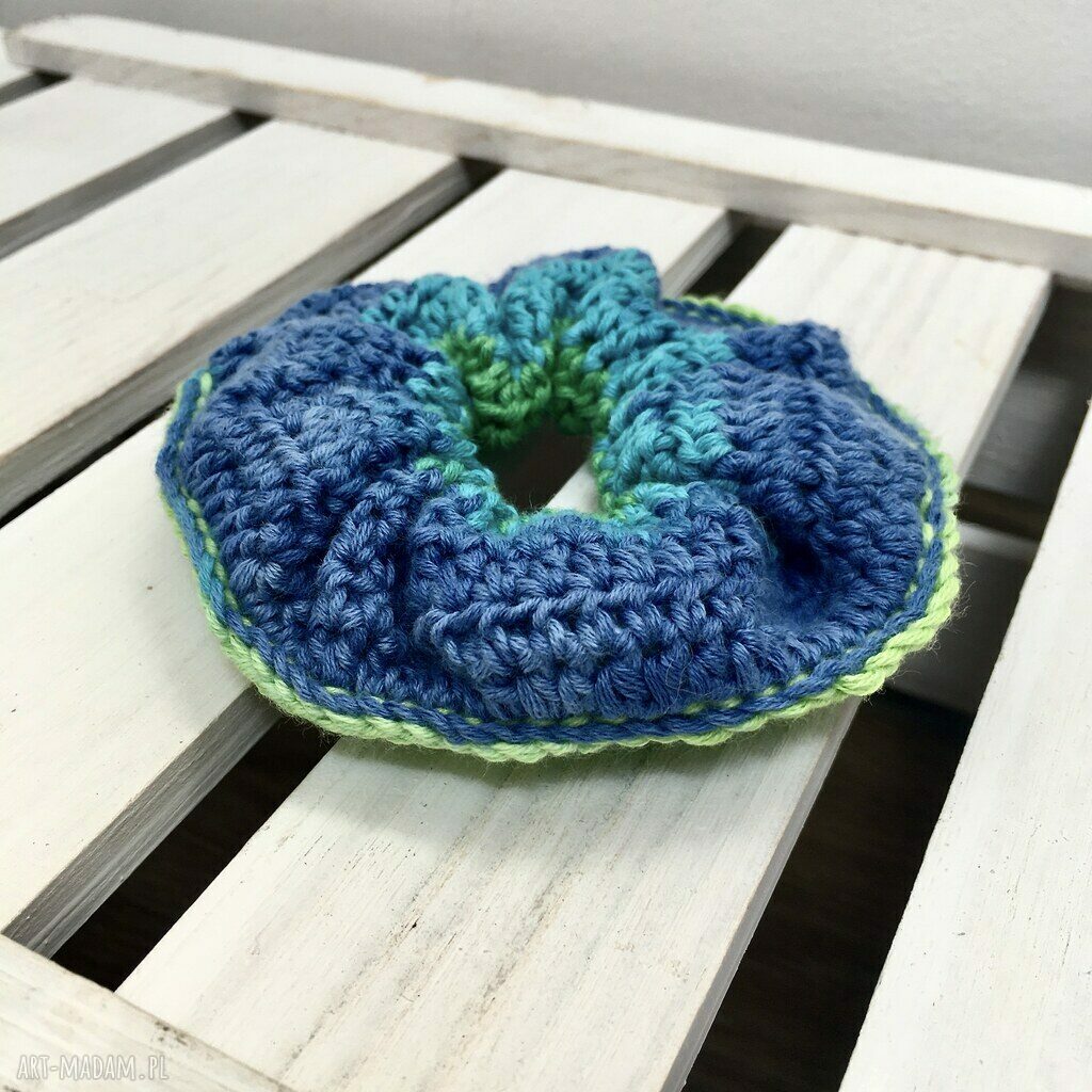 Gumka scrunchie handmade z bawełny - 2-stronna