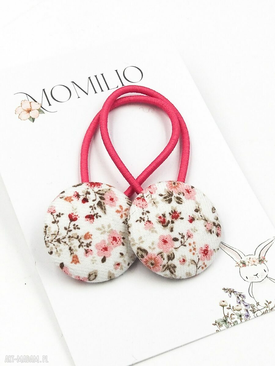 Gumki do włosów Florence Pink - komplet 2 sztuki ręcznie robione dla dziewczynki