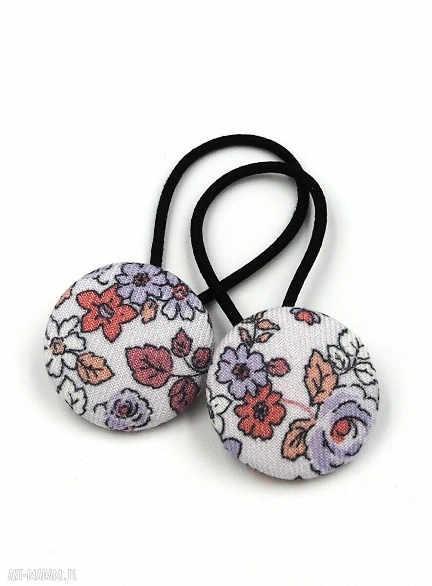 Gumki do włosów w kwiatki Nadine - kolorowe i handmade