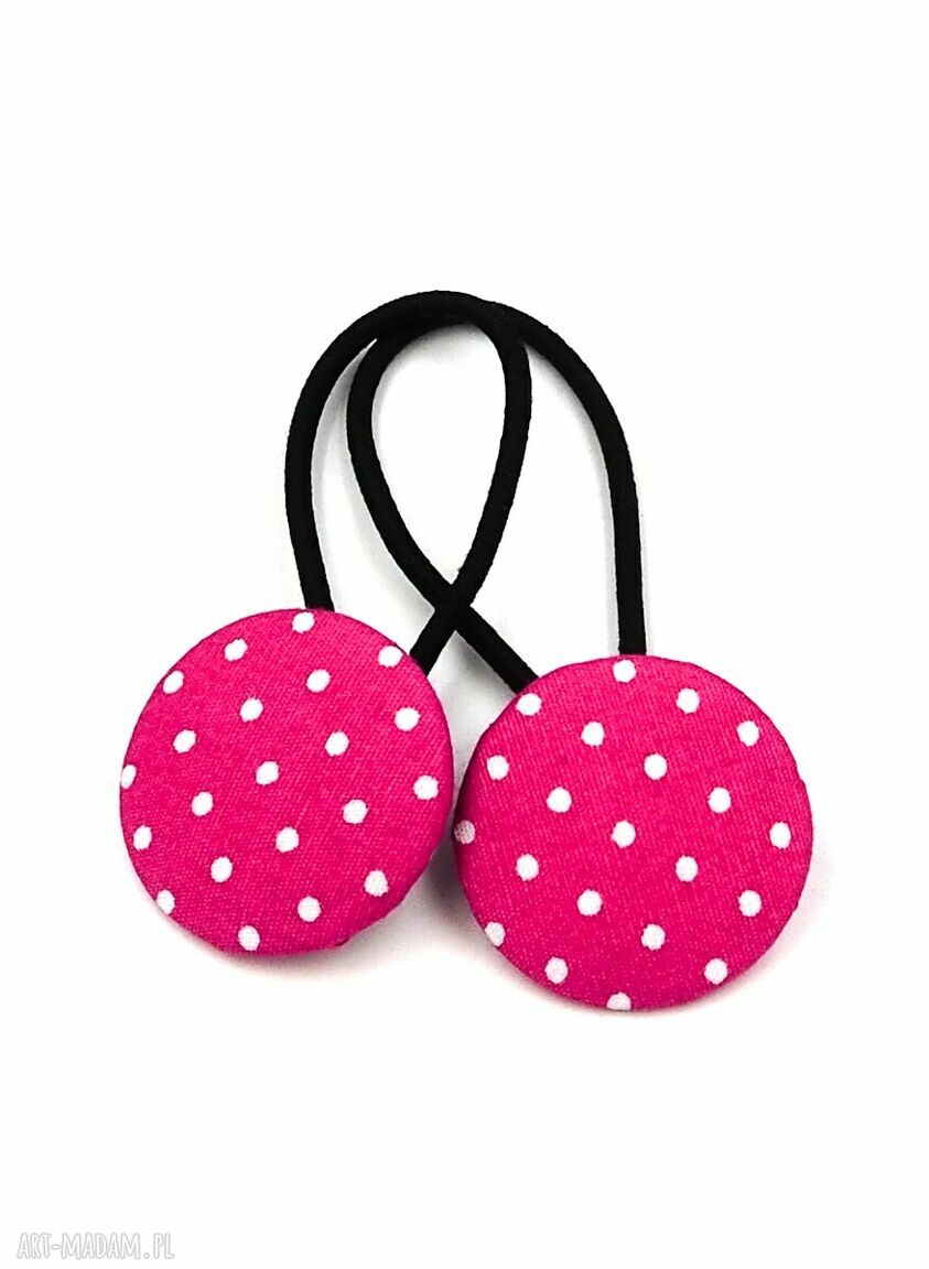 Gumki do włosów w kropki Dottie Pink - zestaw 2 szt.