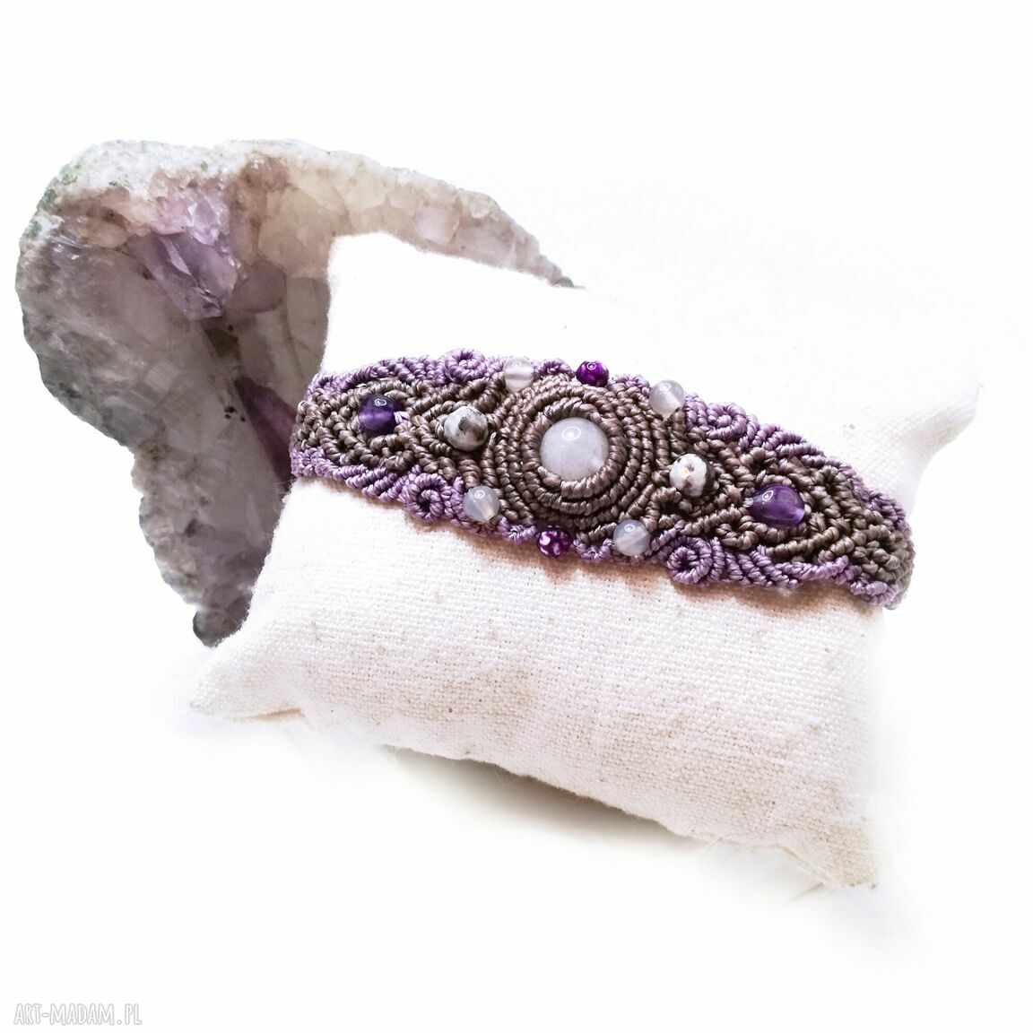 Gwiazda Altair - bransoletka makramowa z kamieniami naturalnymi (amulet na szczęście)