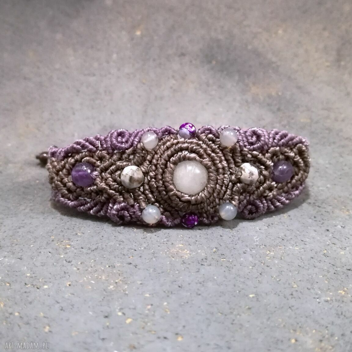 Gwiazda Altair - bransoletka makramowa z kamieniami naturalnymi (amulet na szczęście)