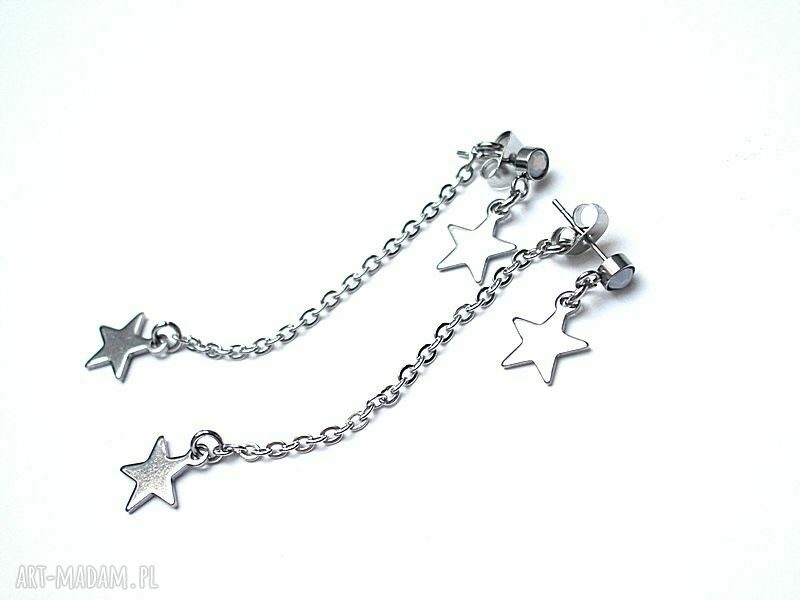 Podwójne kolczyki gwiazdki Swarovski ze stali szlachetnej - Alloys Collection (7 cm) w art-Madam.pl