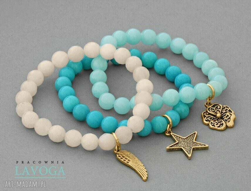 bransoletki: Jade with pendant in turquoise. handmade