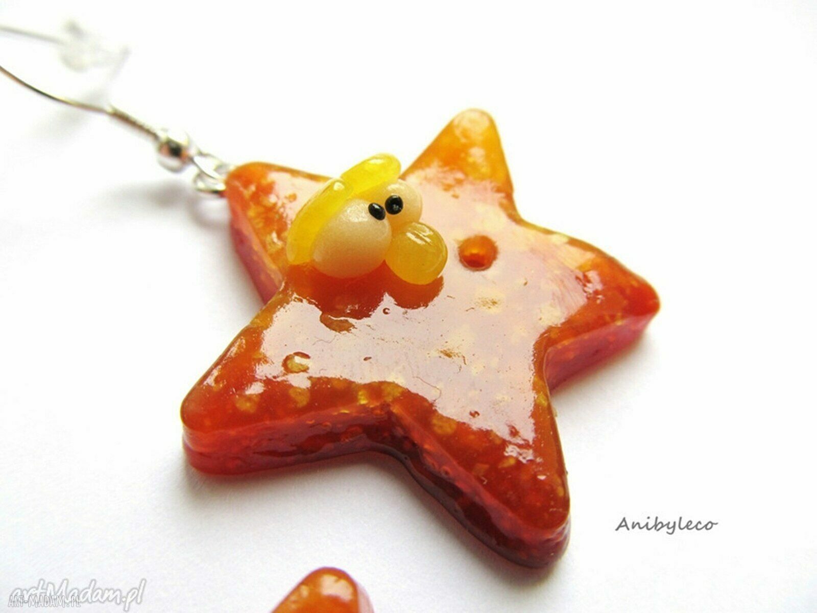 Kolczyki gwiazdki z masy FIMO - lakierowana modelina handmade