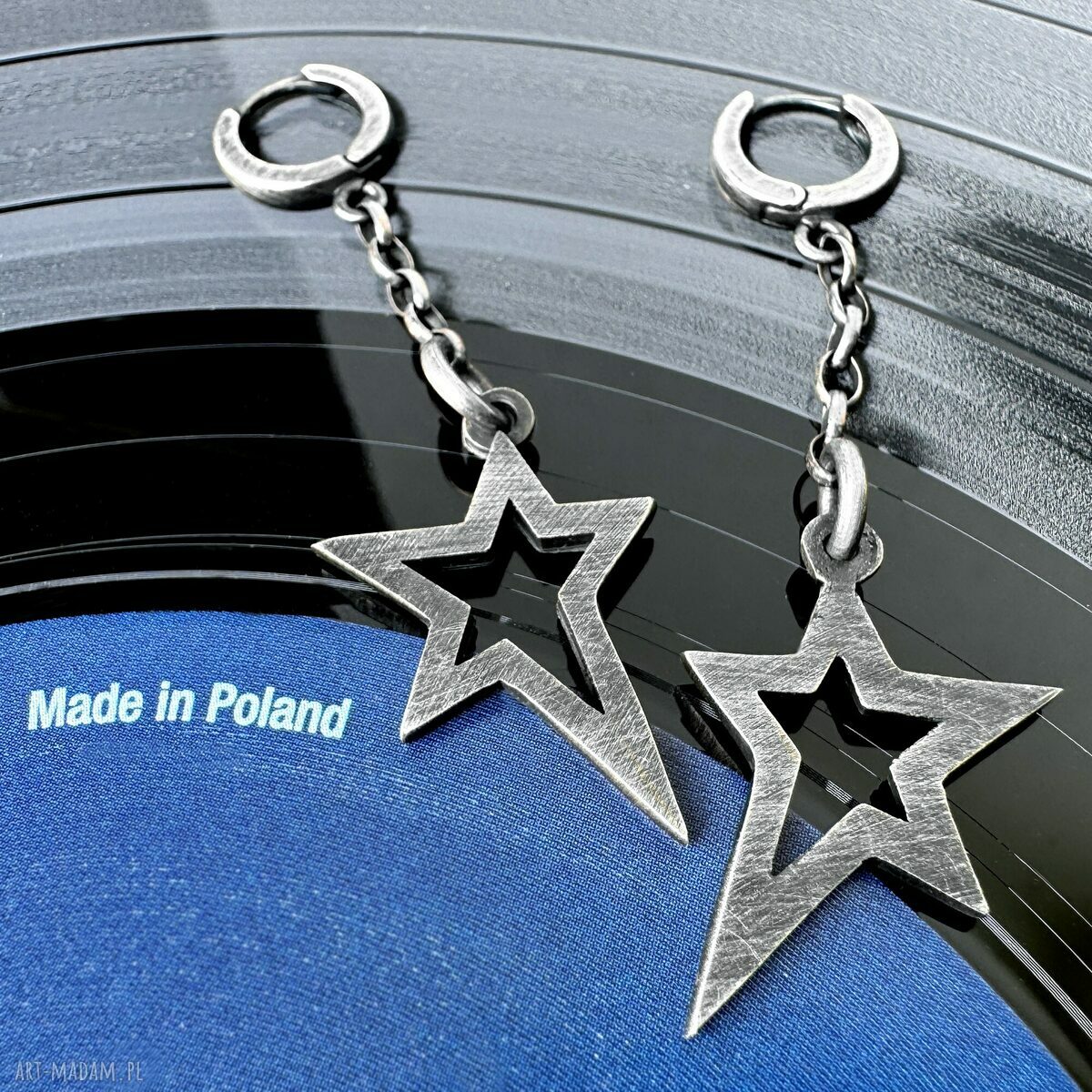 Kolczyki Gwiazdki Rockstar Dark z oksydowanego srebra 925