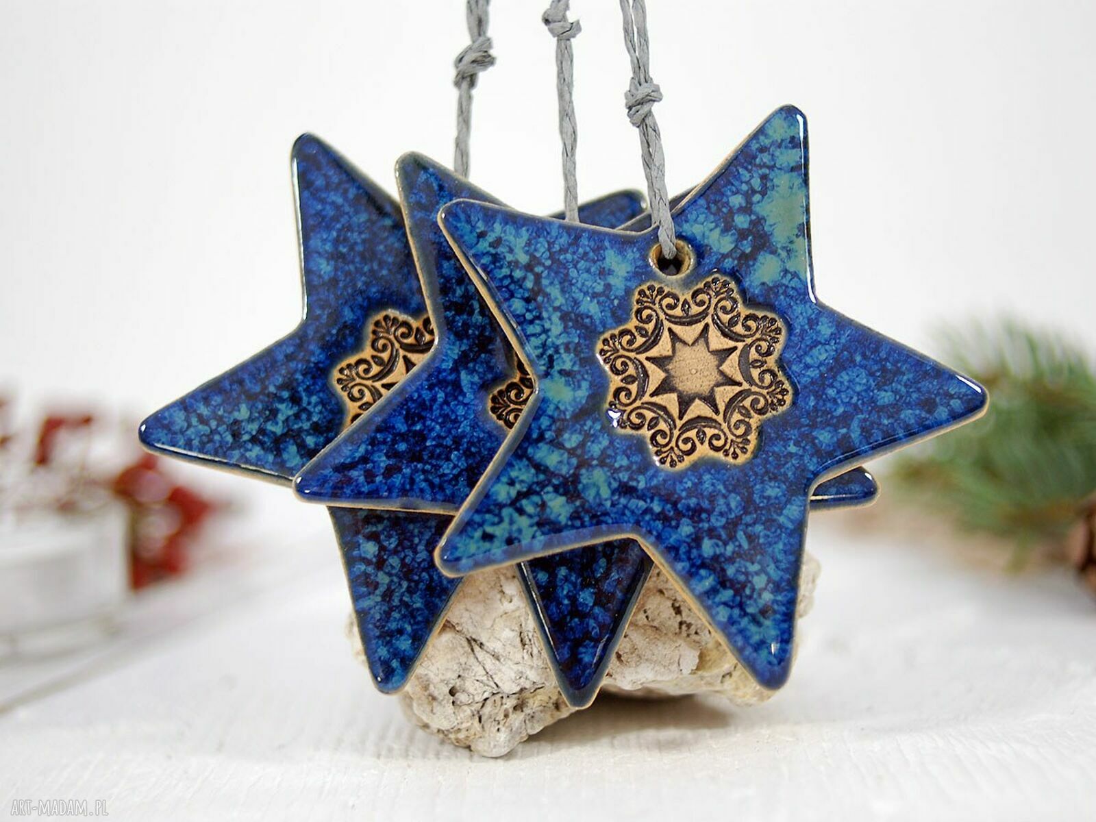 Gwiazdki Niebo - ceramiczne ozdoby choinkowe z niebieskim motywem