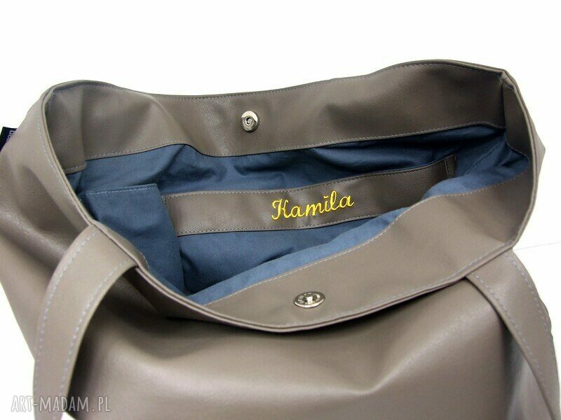 Torba XL szara PERSONALIZACJA HandMade