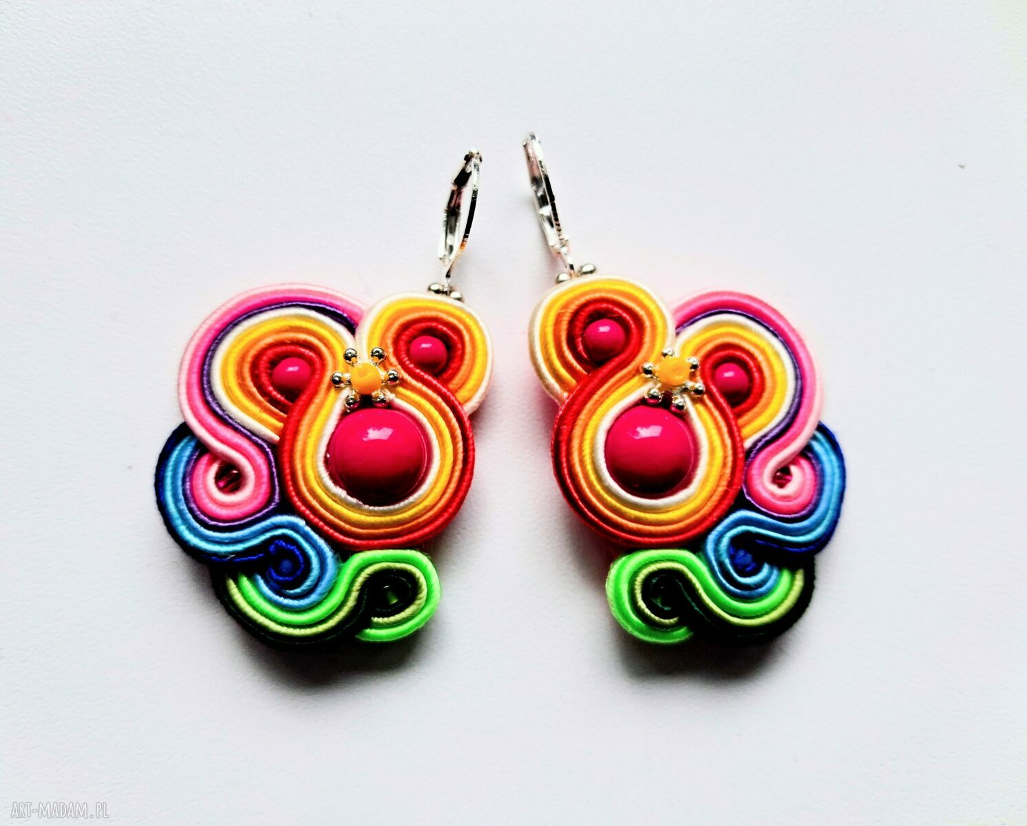 Haftowane kolczyki sutasz Rainbow - tęczowe kolczyki 5 cm
