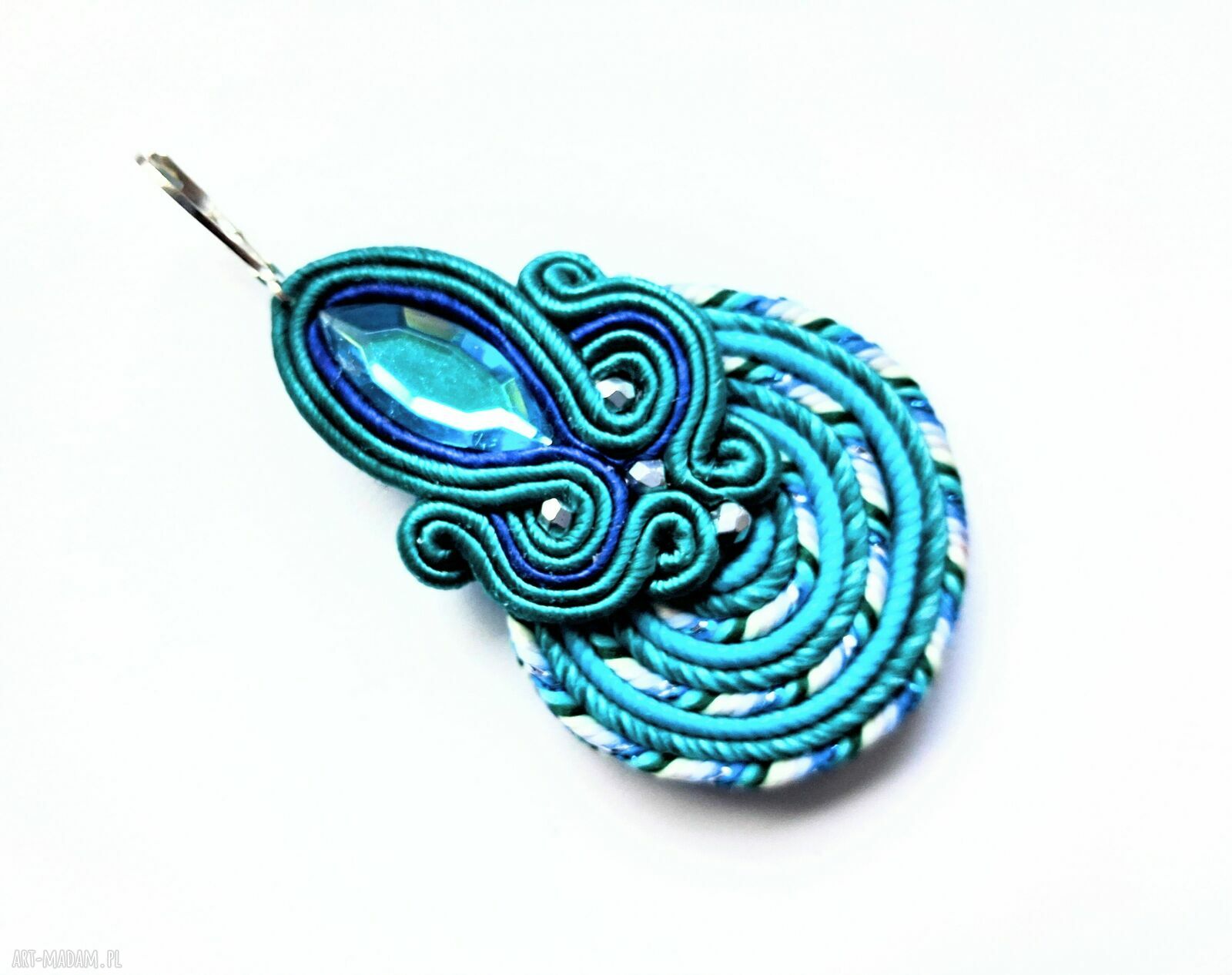 Kolczyki Haftowane Sutasz Turquoise Spiral - Turkusowa Spirala w stylu boho
