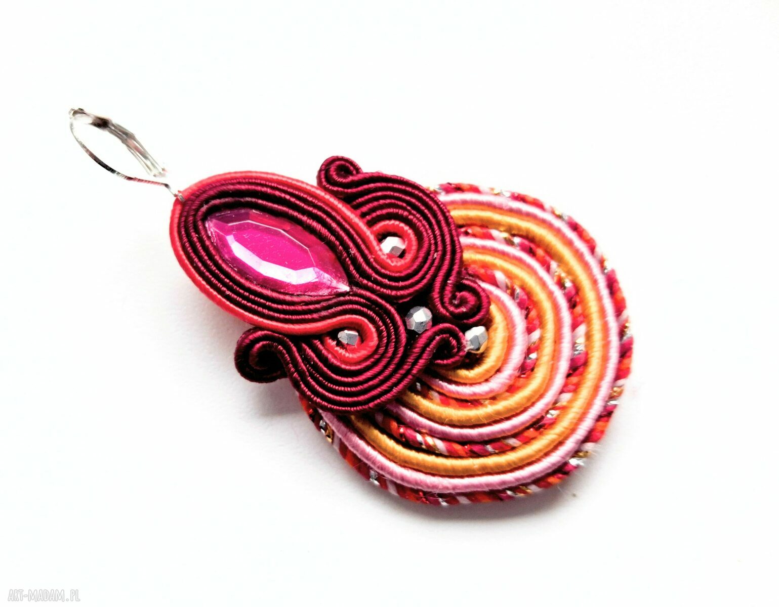 Kolczyki haftowane sutasz Red Spiral