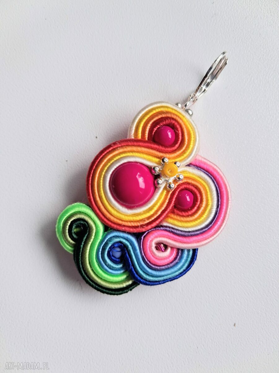 Haftowane kolczyki sutasz Rainbow - tęczowe kolczyki 5 cm