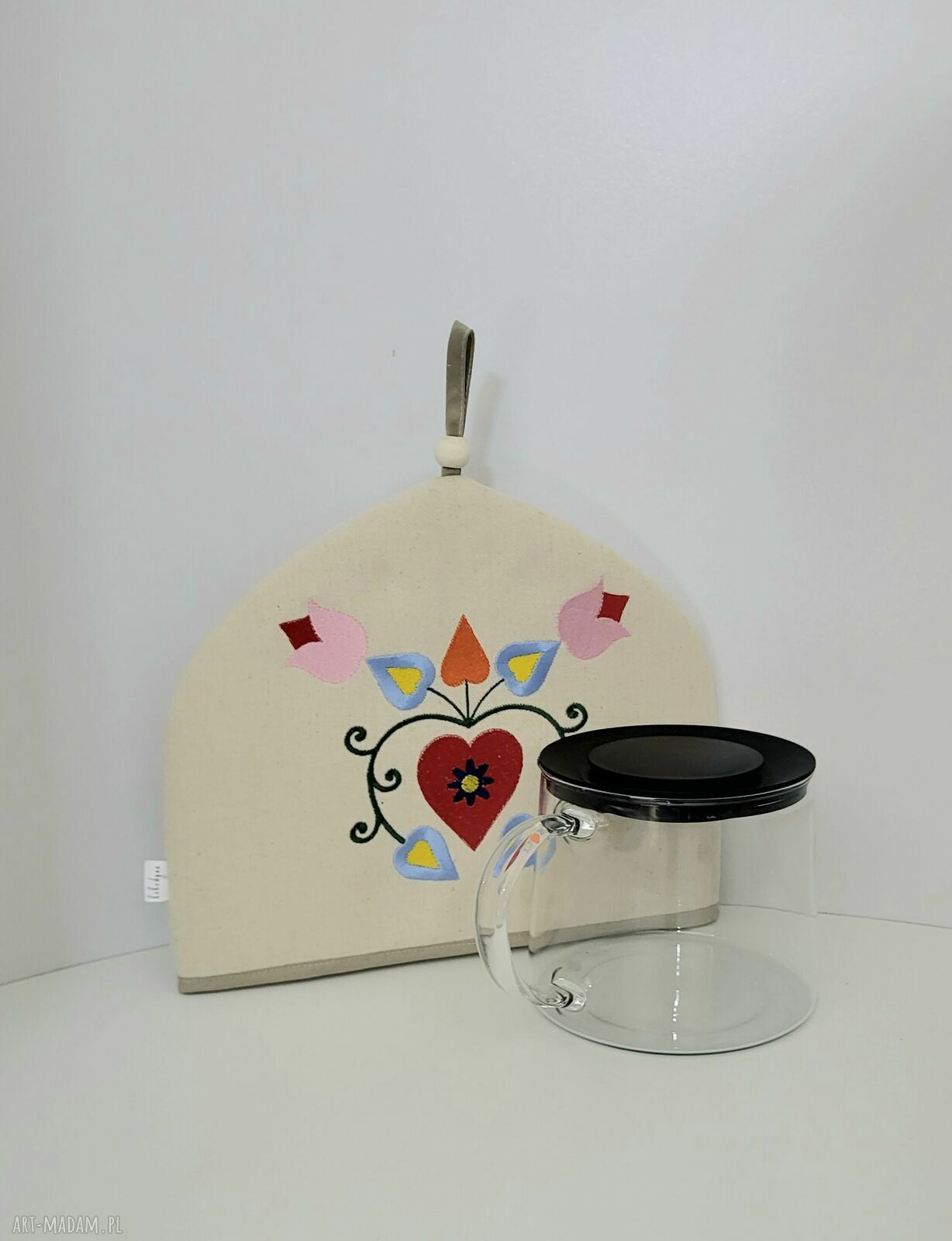 Haftowany ocieplacz - osłonka na dzbanek, kubek i czajnik 32 x 26 cm