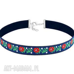 dwustronny choker w kwiatki - folk