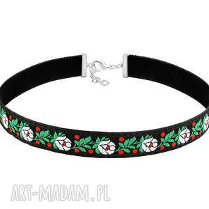 dwustronny choker w kwiatki - folk