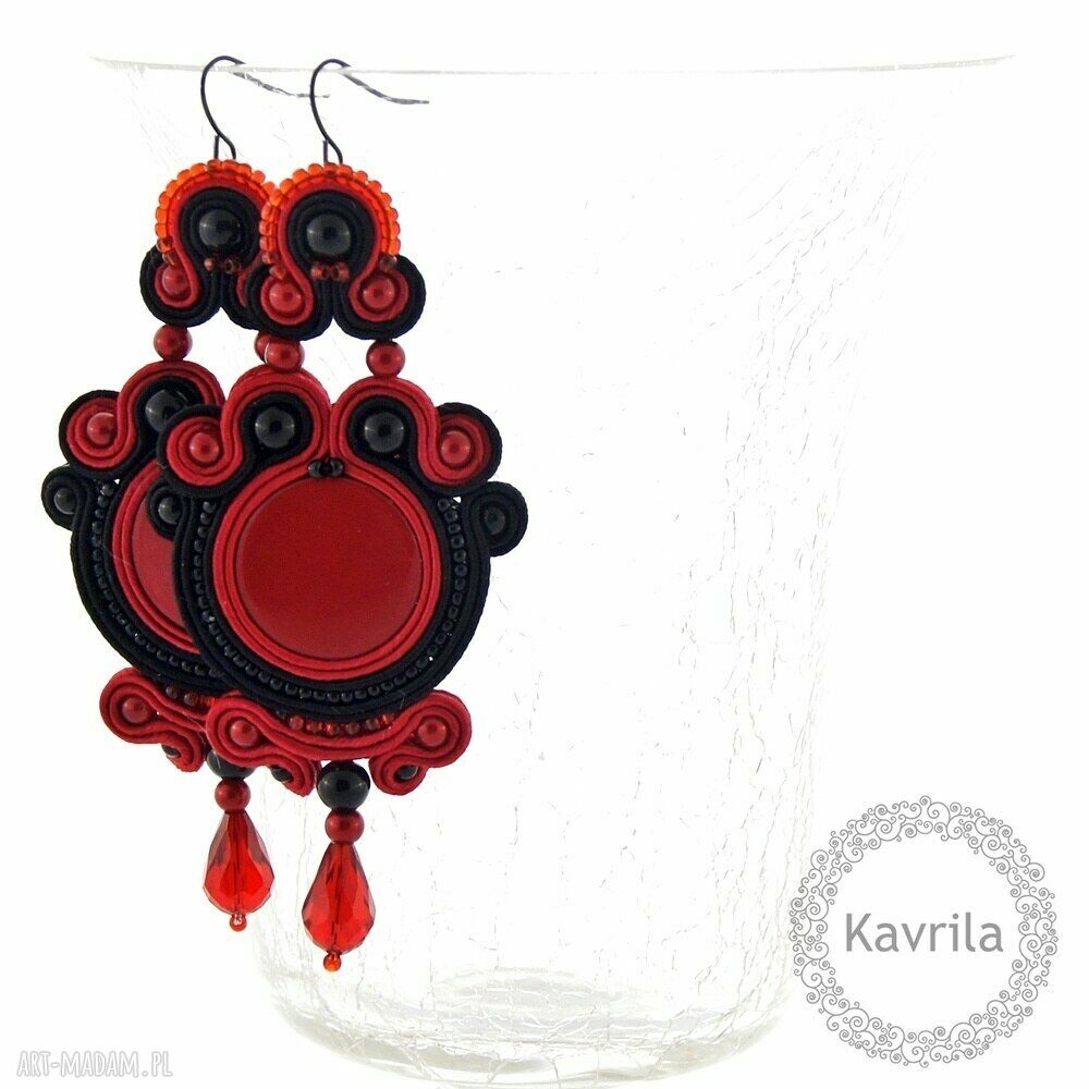 Falmenco red soutache kolczyki Autorskie