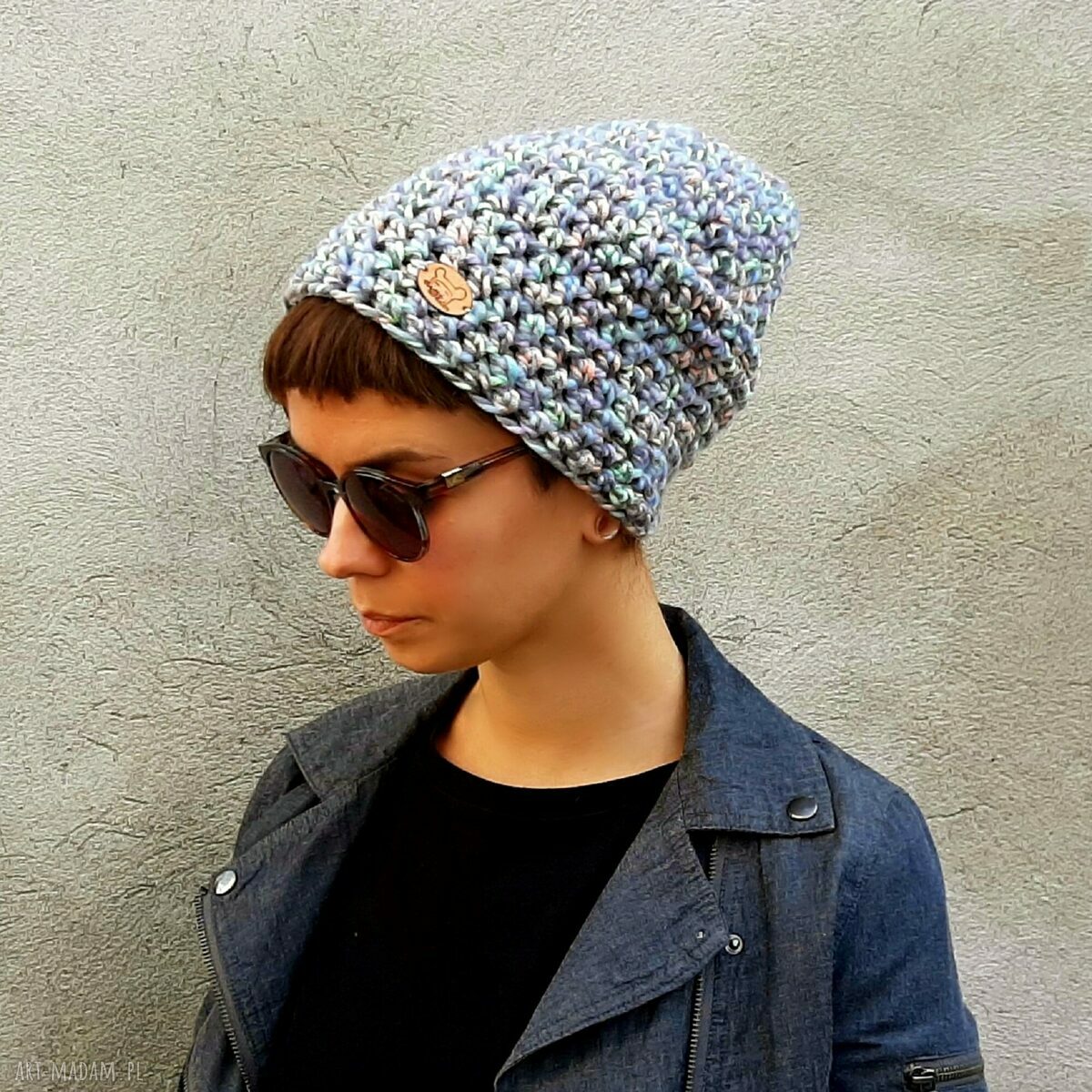 Pastelowa czapka beanie na szydełku - ręcznie robiona