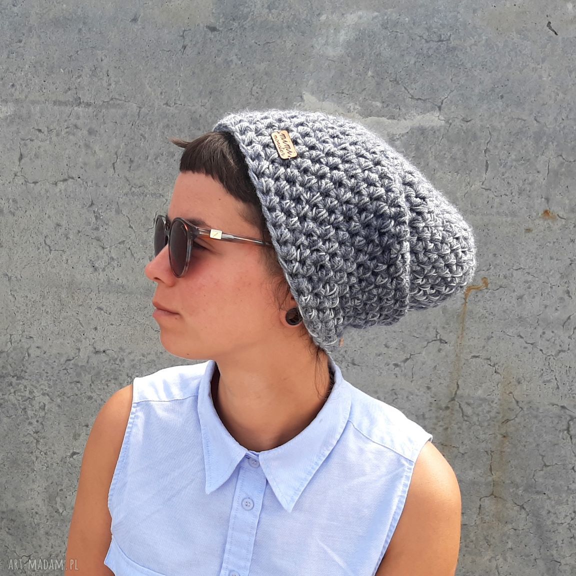 Szara czapka beanie handmade No. 053 - miękka, ciepła i bardzo twarzowa