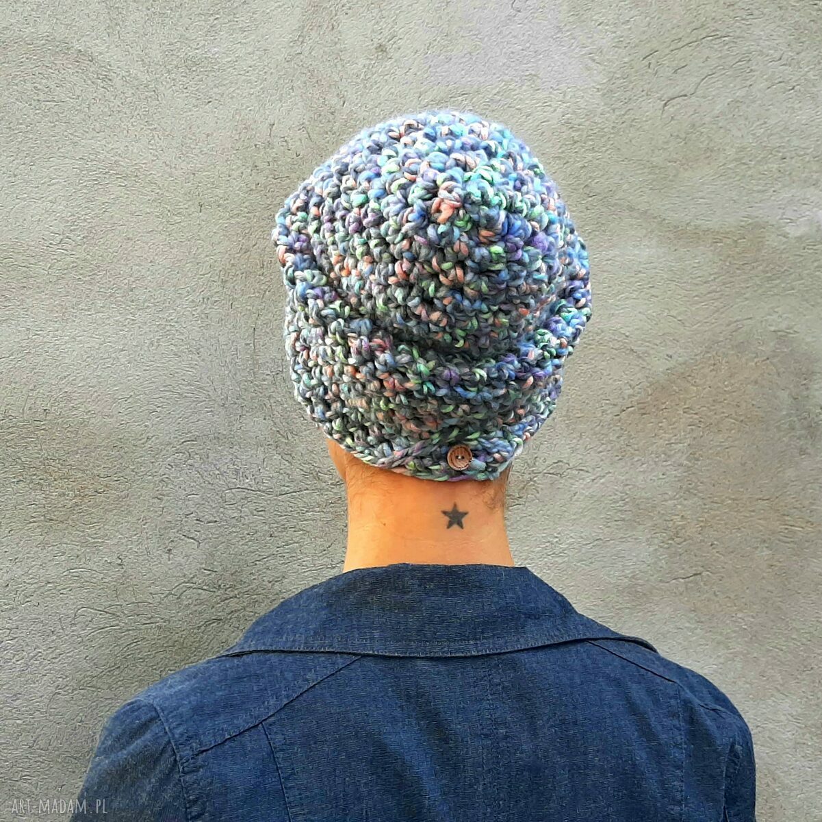 Pastelowa czapka beanie na szydełku - ręcznie robiona