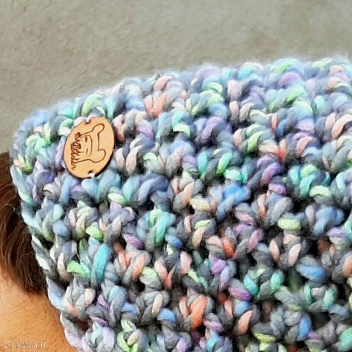 Pastelowa czapka beanie na szydełku - ręcznie robiona