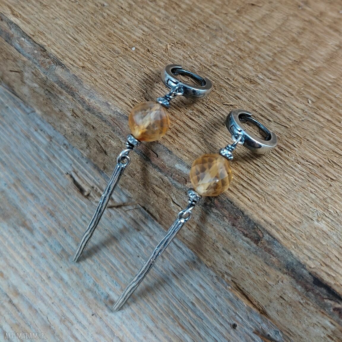 Cytryn - długie kolczyki ze srebra 925 oksydowanego (ok. 6,5 cm)