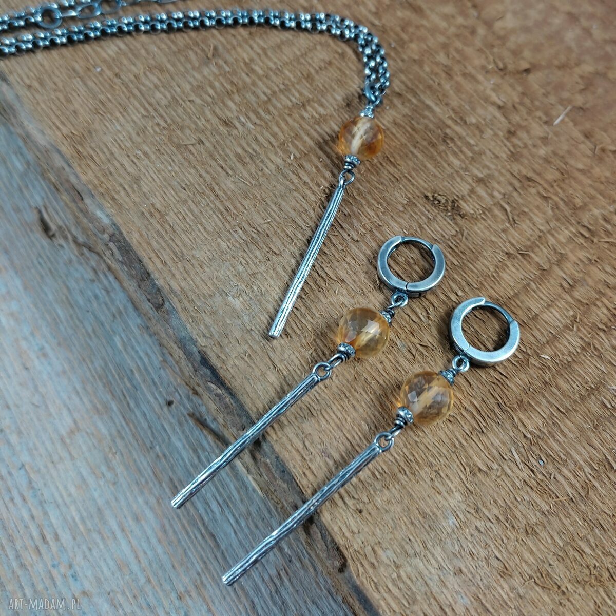 Cytryn - długie kolczyki ze srebra 925 oksydowanego (ok. 6,5 cm)