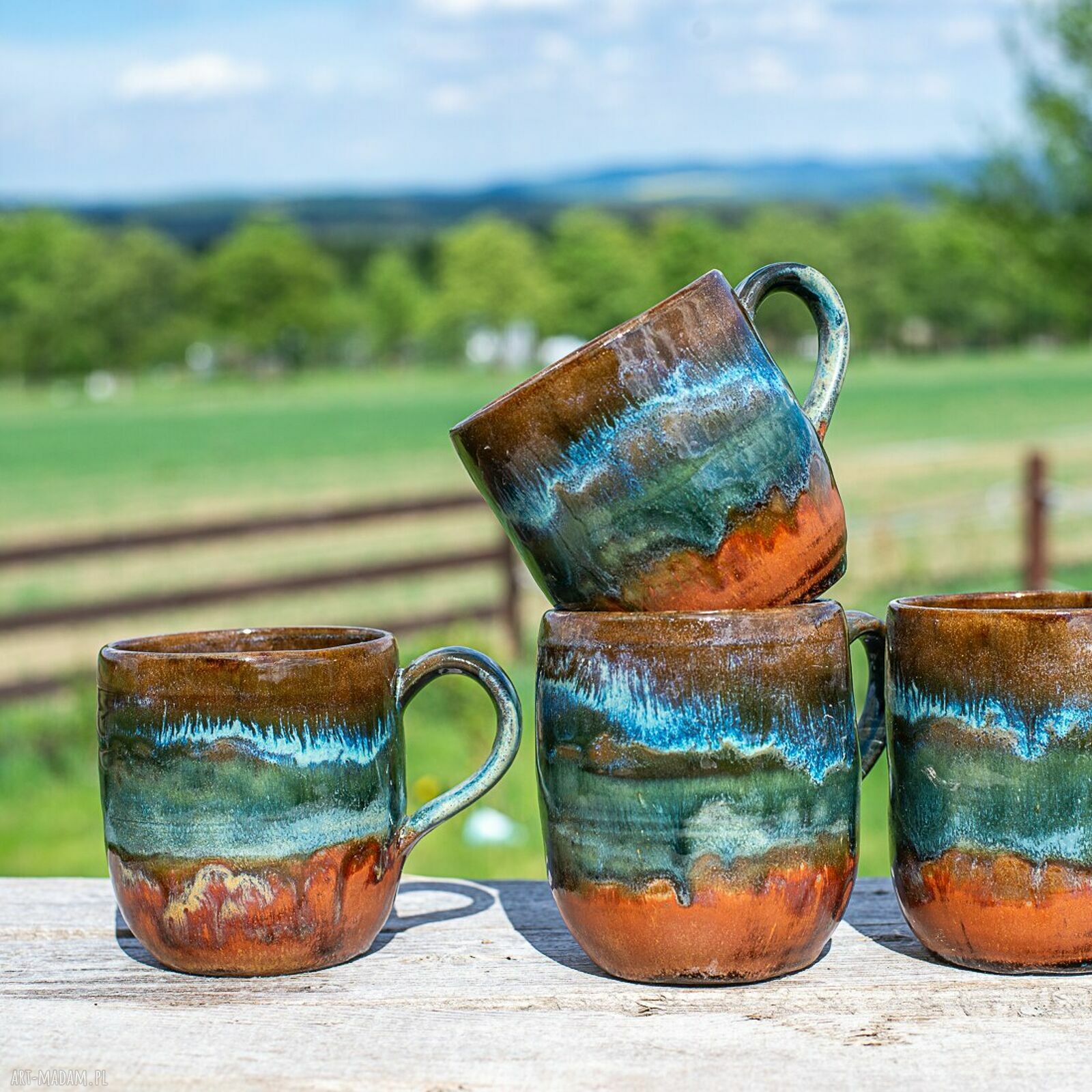 Duży kubek ceramiczny Torfowiska Izery - rękodzieło, ok. 400 ml
