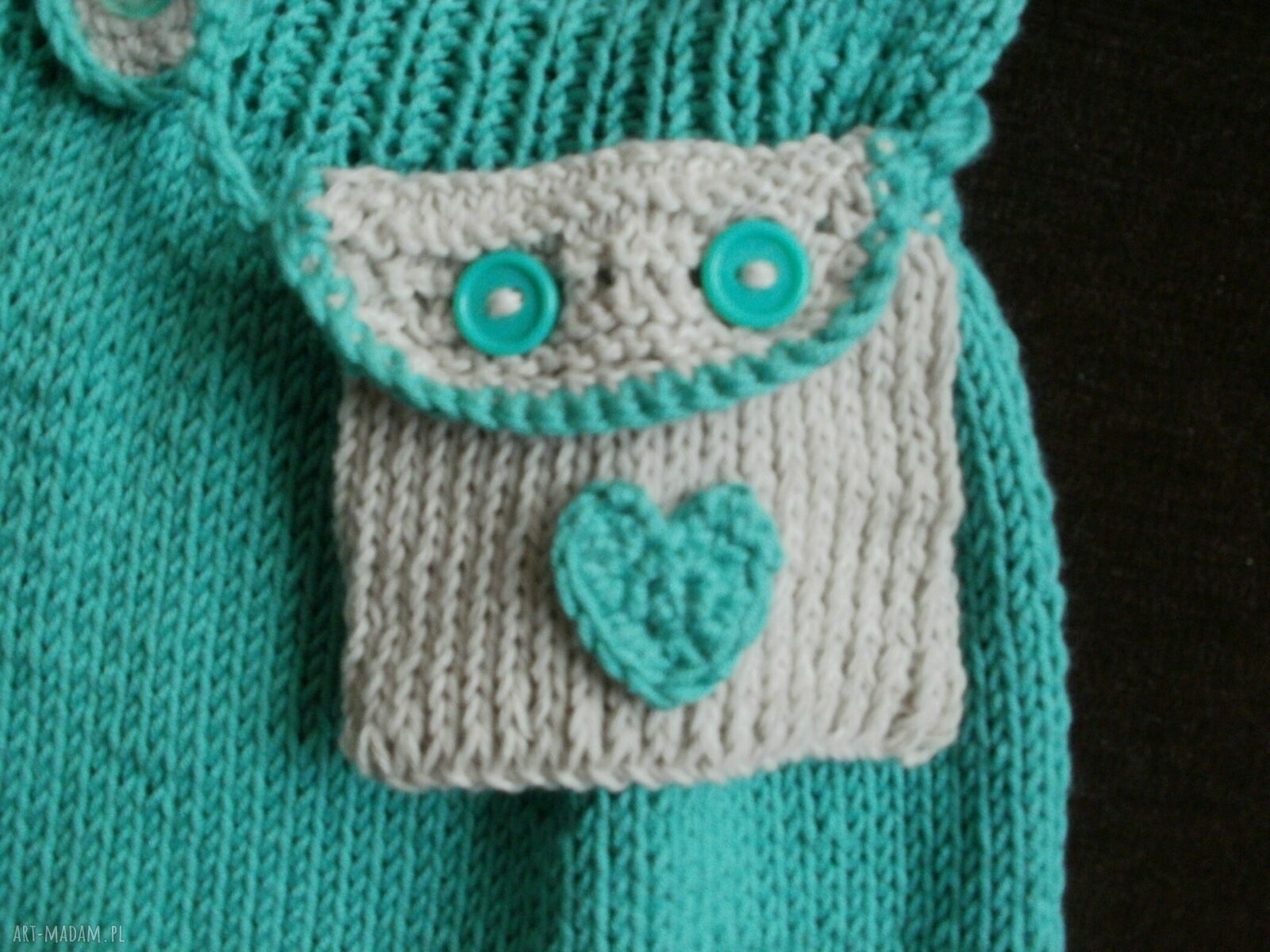 Miętowa sukieneczka ze sweterkiem - komplet handmade 62/68