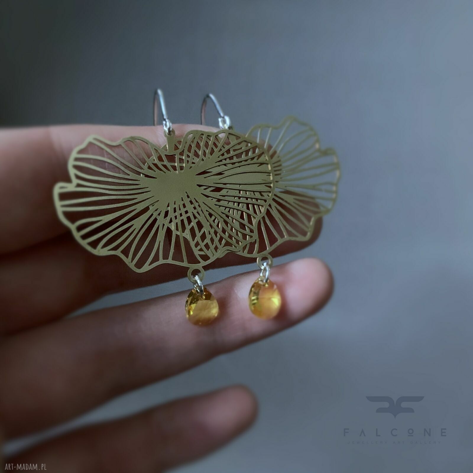 Kolczyki Water Lily & Swarovski - ręcznie robione